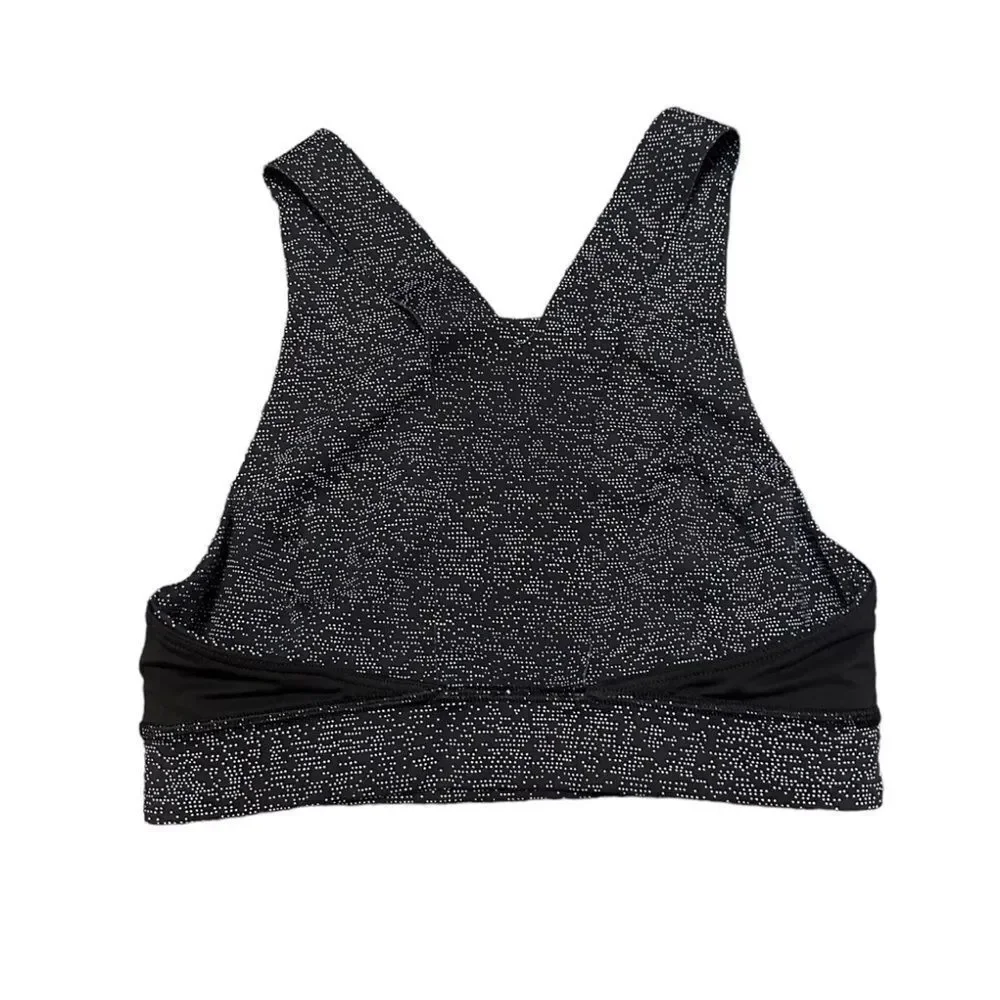 Lululemon Athletica Fast Free High Neck Razorback Gray Black Sport Bra